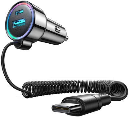Φορτιστής Αυτοκινήτου με Καλώδιο USB-C Joyroom JR-CL07, 72W, 3A, 1 x USB-A - 1 x USB-C, Μαύρο