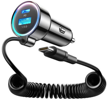 Φορτιστής Αυτοκινήτου με Καλώδιο USB-C Joyroom JR-CL07, 72W, 3A, 1 x USB-A - 1 x USB-C, Μαύρο