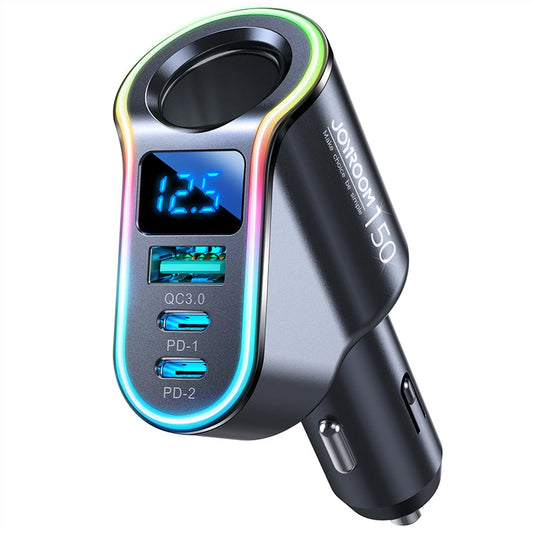 Φορτιστής Αυτοκινήτου Joyroom JR-CL21, 150W, 3A, 1 x Επέκταση Αναπτήρα - 1 x USB-A - 2 x USB-C, Μαύρο