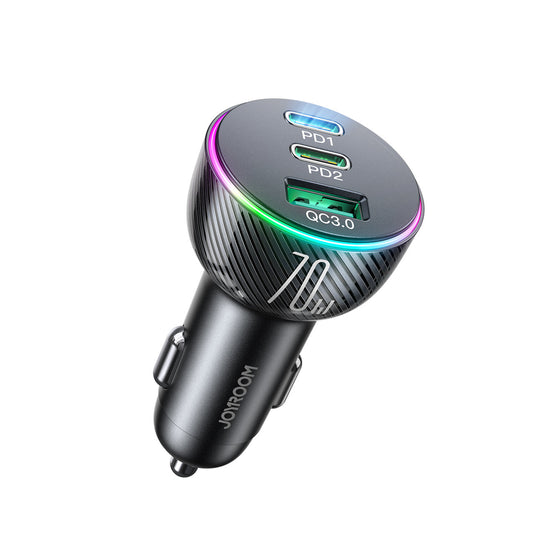 Φορτιστής Αυτοκινήτου Joyroom JR-CL26, 70W, 4.8A, 1 x USB-A - 2 x USB-C, Μαύρο