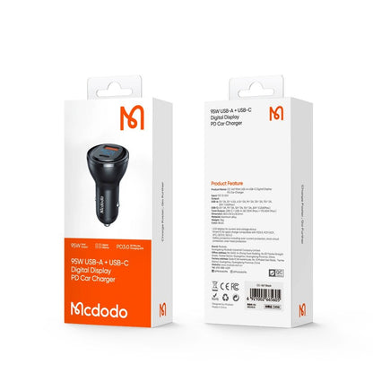 Φορτιστής Αυτοκινήτου McDodo CC-5670 Display, 95W, 5A, 1 x USB-A - 1 x USB-C, Μαύρο