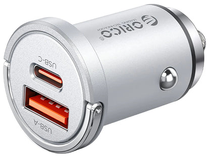 Φορτιστής Αυτοκινήτου Orico MiniRing Pro, 45W, 3A, 1 x USB-A - 1 x USB-C, Ασημί