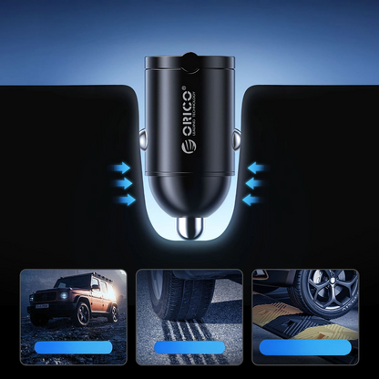 Orico MiniRing Car Charger, 30W, 3A, 2 x USB-C, Black