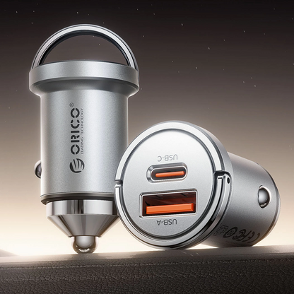 Φορτιστής Αυτοκινήτου Orico MiniRing Pro, 45W, 3A, 1 x USB-A - 1 x USB-C, Ασημί