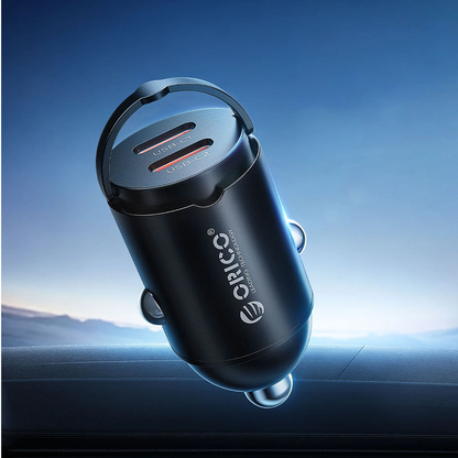 Orico MiniRing Car Charger, 30W, 3A, 2 x USB-C, Black