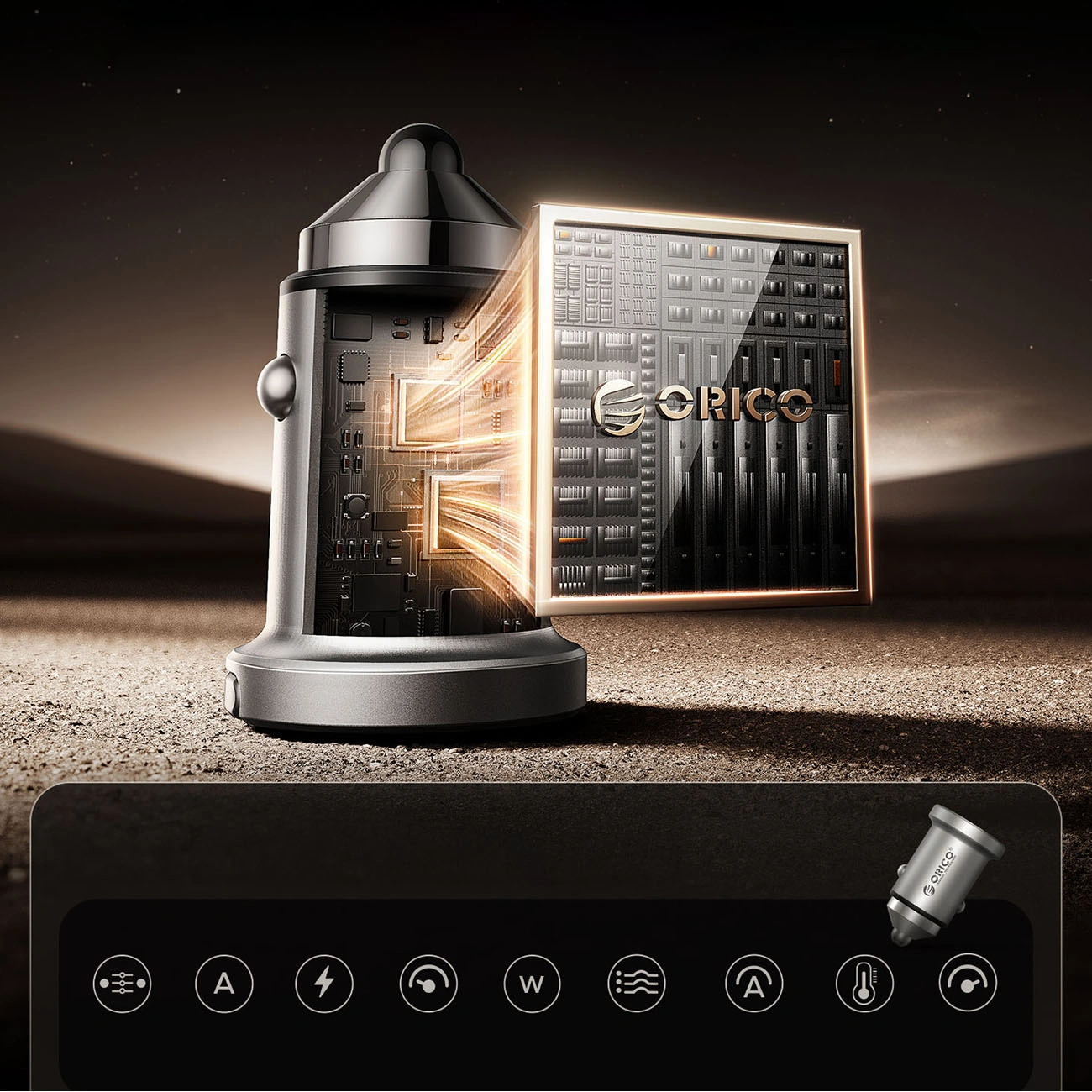 Φορτιστής Αυτοκινήτου Orico MiniRing Pro, 45W, 3A, 1 x USB-A - 1 x USB-C, Ασημί