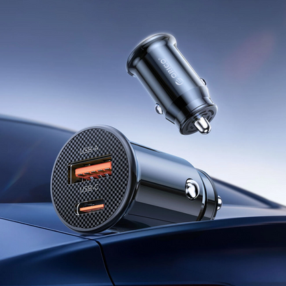Orico PowerMini Car Charger, 30W, 3A, 1 x USB-A - 1 x USB-C, Black