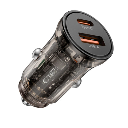 Tech-Protect CC01 Car Charger, 30W, 3A, 1 x USB-A - 1 x USB-C, Black