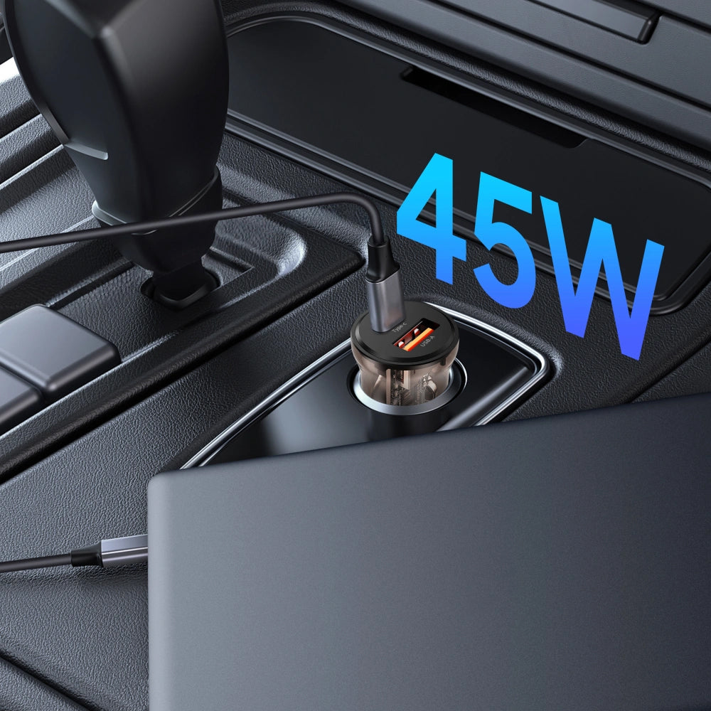 Tech-Protect CC01 Car Charger, 45W, 5A, 1 x USB-A - 1 x USB-C, Black