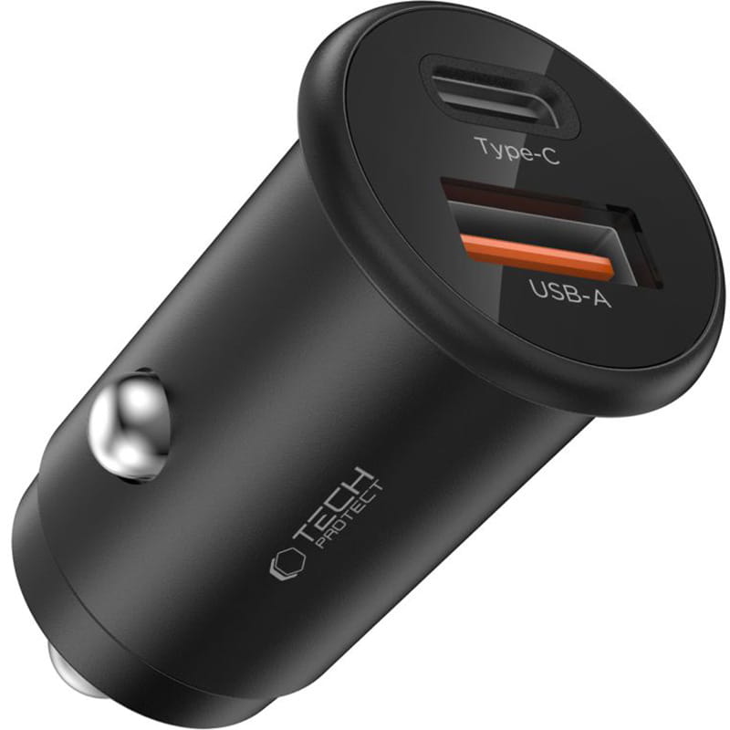 Φορτιστής Αυτοκινήτου Tech-Protect CC02, 35W, 3A, 1 x USB-A - 1 x USB-C, Μαύρο