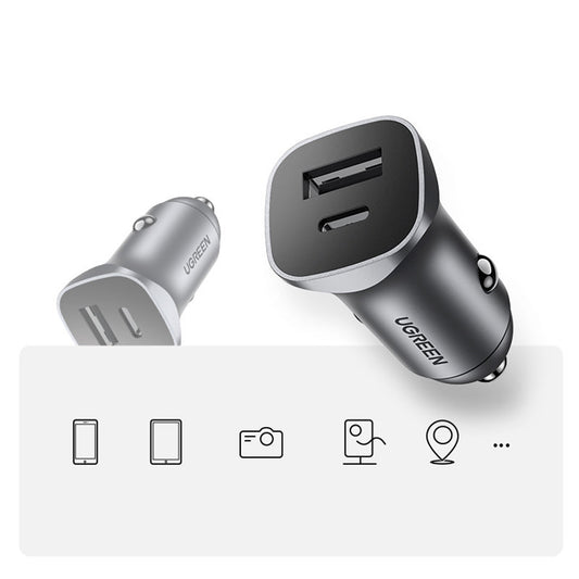 Φορτιστής Αυτοκινήτου UGREEN CD130, 24W, 3A, 1 x USB-A - 1 x USB-C, Γκρι