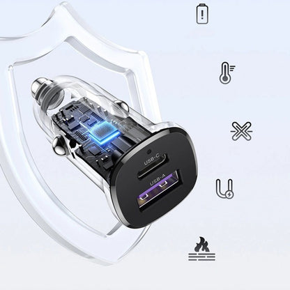 UGREEN EC305 Car Charger, 30W, 3A, 1 x USB-A - 1 x USB-C, Black