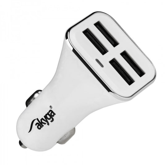 Φορτιστής Αυτοκινήτου Akyga AK-CH-09, 10W, 2A, 4 x USB-A, Λευκό