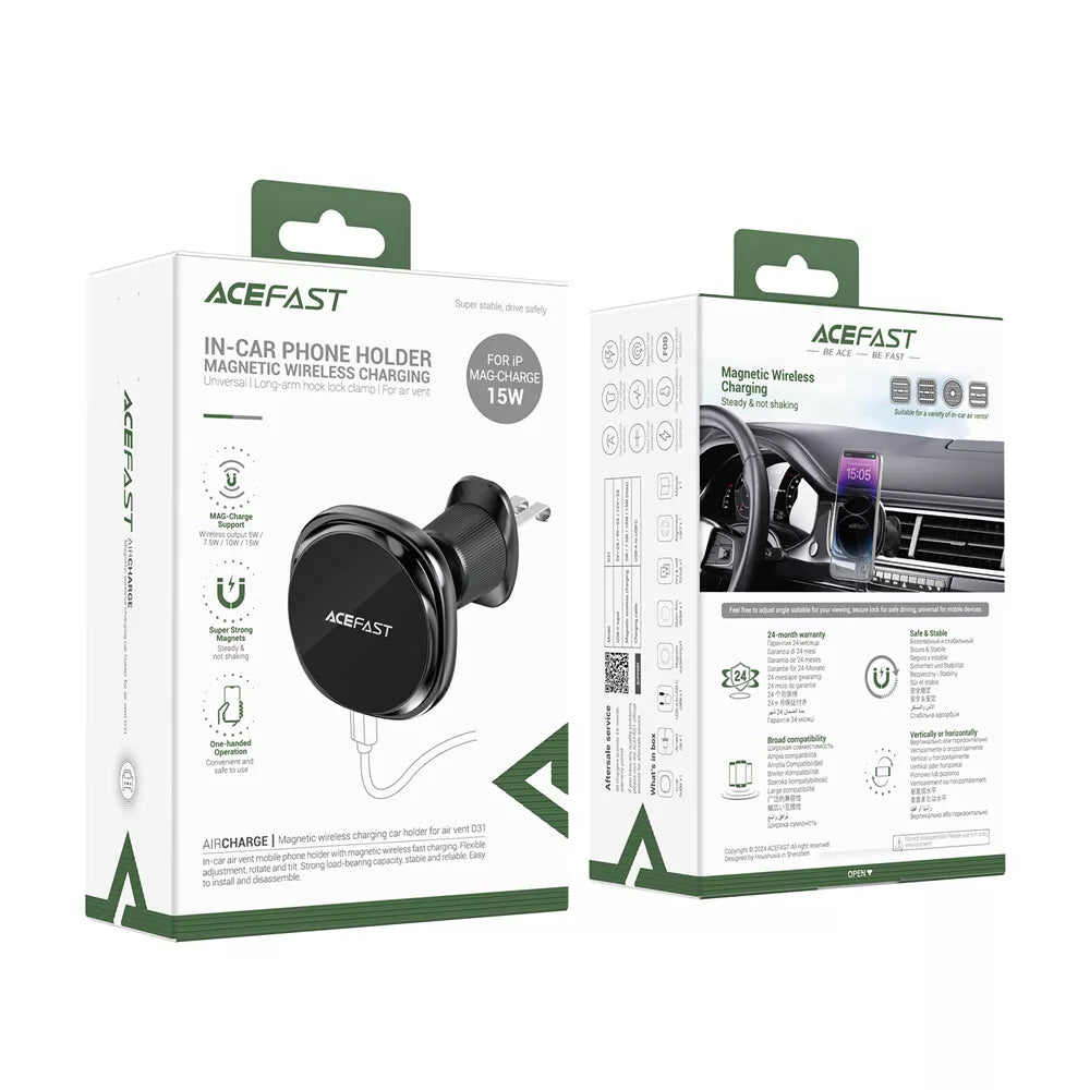Ασύρματος Φορτιστής Αυτοκινήτου Acefast D31, 15W, 1.67A, Μαύρο
