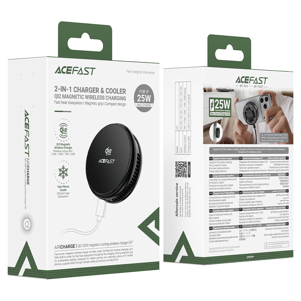 Ασύρματος Φορτιστής Δικτύου Acefast E47 2in1, 25W, Μαύρο