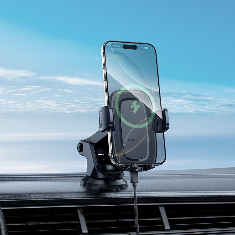 Φορτιστής Αυτοκινήτου Wireless Borofone BH223 Follower, 15W, 1.67A, Μαύρο