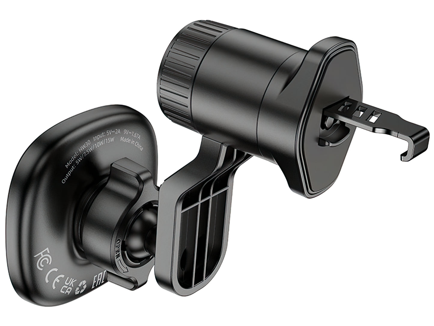 Φορτιστής Αυτοκινήτου Ασύρματος HOCO HW30, 15W, 1.67A, Μαύρο