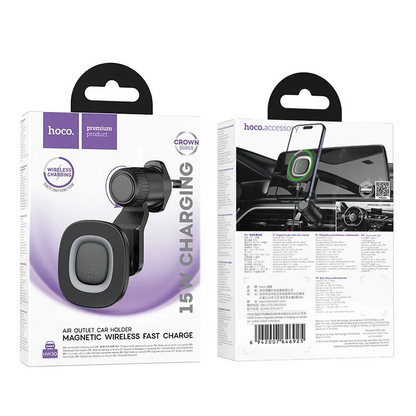 Φορτιστής Αυτοκινήτου Ασύρματος HOCO HW30, 15W, 1.67A, Μαύρο
