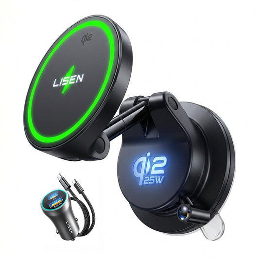 Ασύρματος Φορτιστής Αυτοκινήτου Lisen W608 Pro, 25W, Μαύρο YL0225090001