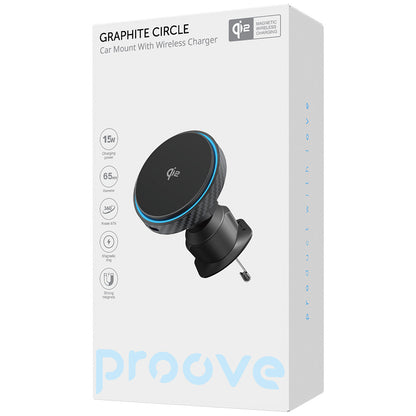 Ασύρματος Φορτιστής Αυτοκινήτου Proove Graphite Circle, 15W, 1.67A, Μαύρο WHGC15010001