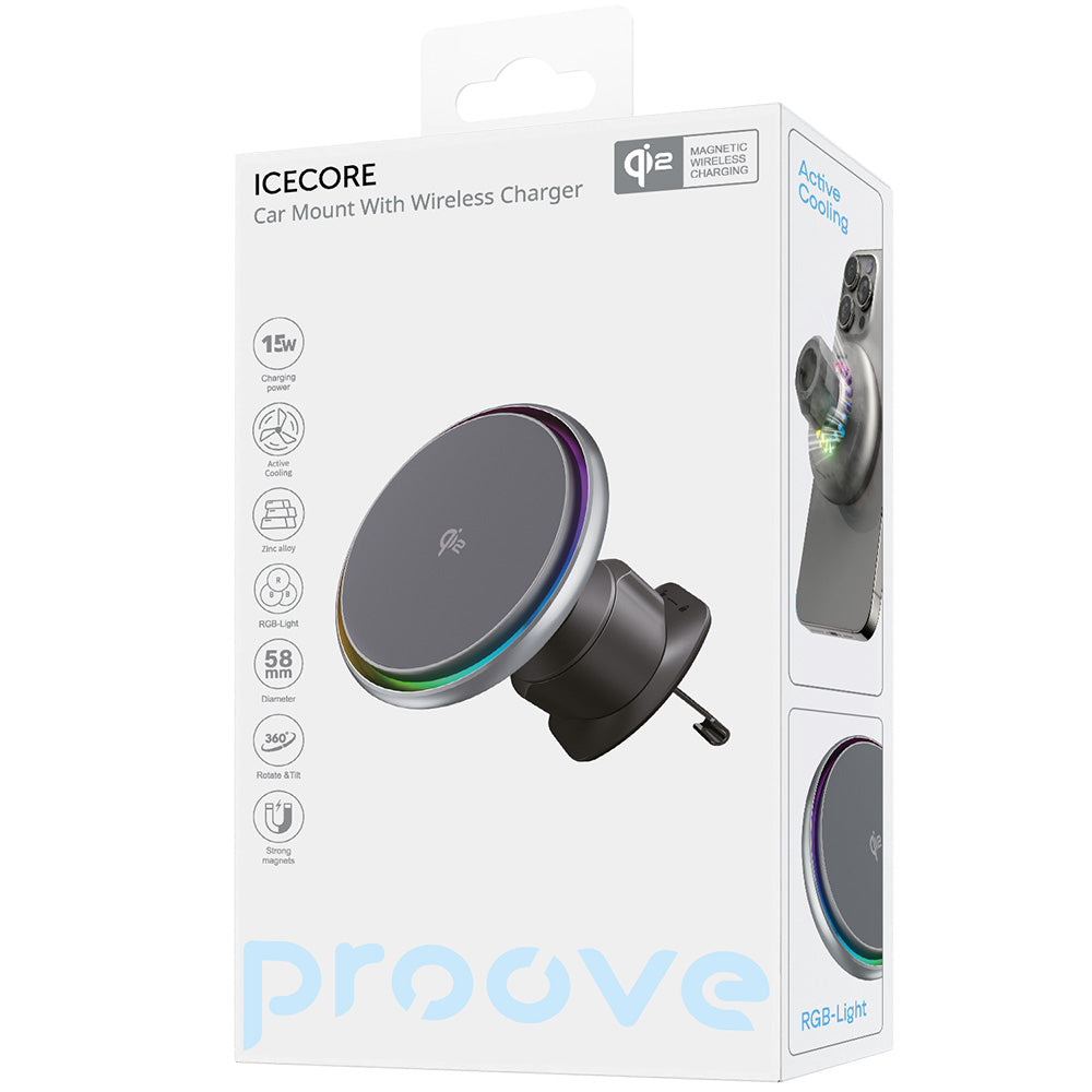 Ασύρματος Φορτιστής Αυτοκινήτου Proove Icecore, 15W, 1.67A, Γκρι WHIC15002003