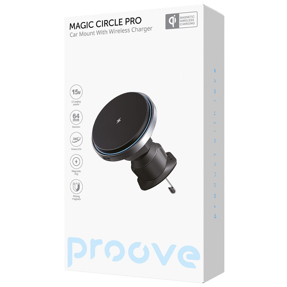 Ασύρματος Φορτιστής Αυτοκινήτου Proove Magic Circle Pro, 15W, 1.67A, Μαύρο WHMP15010001