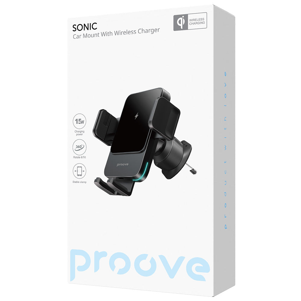 Ασύρματος Φορτιστής Αυτοκινήτου Proove Sonic, 15W, 1.67A, Γκρι WHSN15002001