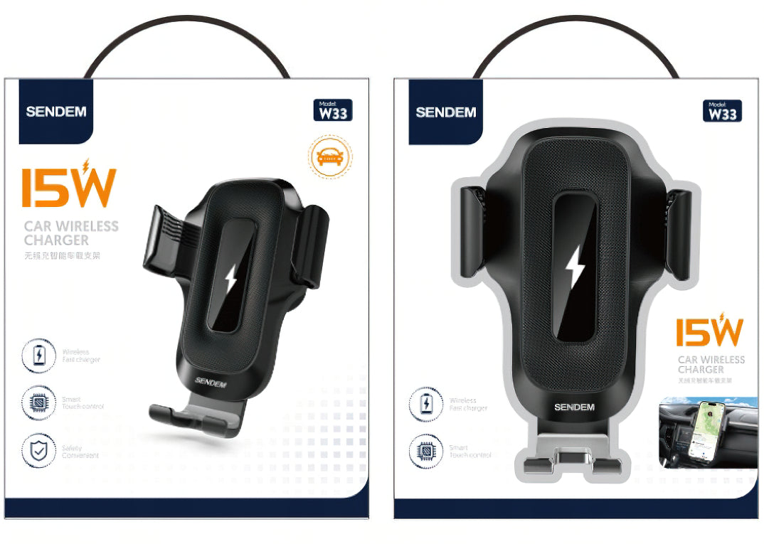 Sendem W33 Wireless Car Charger, 15W, 1.67A, Black