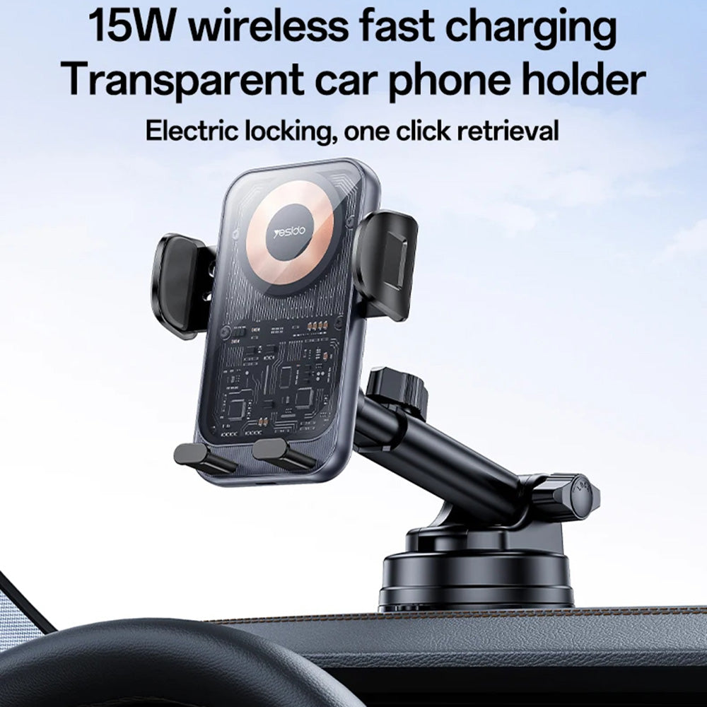 Φορτιστής Αυτοκινήτου Ασύρματος Yesido C307, 15W, 1.67A, Μαύρος