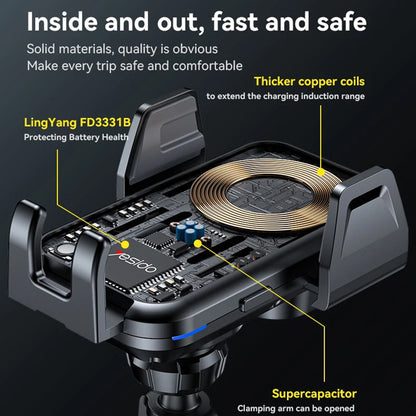 Ασύρματος Φορτιστής Αυτοκινήτου Yesido C312, 15W, 1.67A, Μαύρο