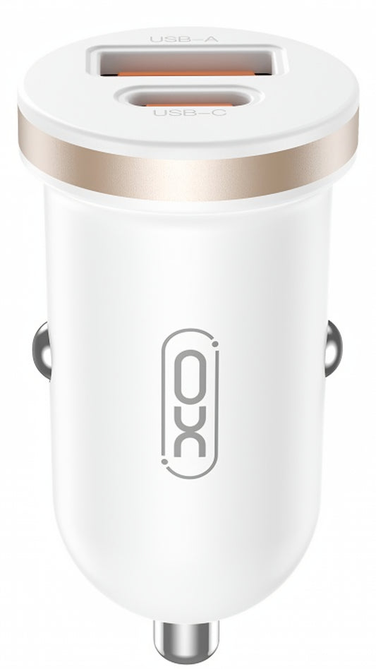 Φορτιστής Αυτοκινήτου XO Design CC56, 30W, 3A, 1 x USB-A - 1 x USB-C, Λευκό