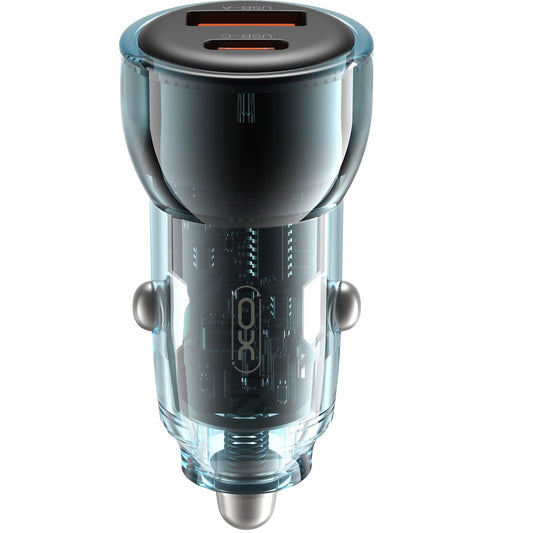 XO Design CC60 Car Charger, 60W, 3A, 1 x USB-A - 1 x USB-C, Blue