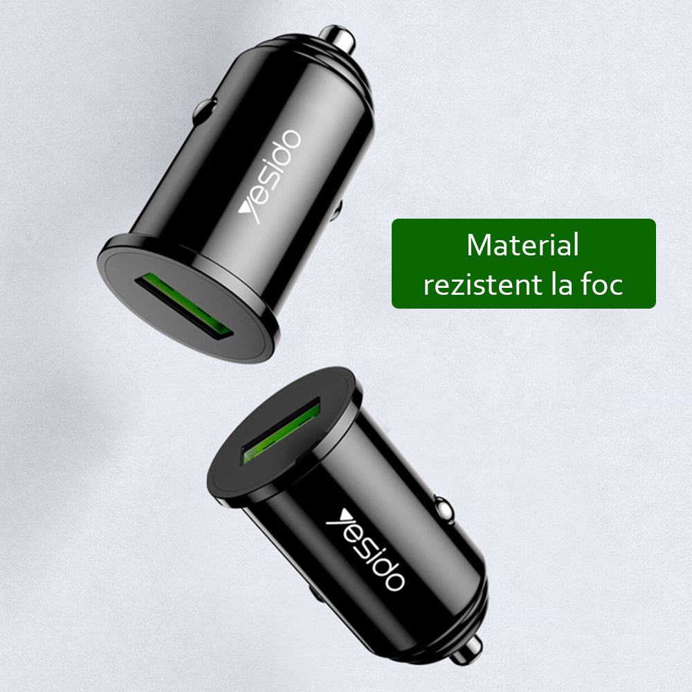 Φορτιστής Αυτοκινήτου Yesido Y38, 18W, 3A, 1 x USB-A, Μαύρο