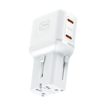 Φορτιστής Δικτύου 3MK Globe Travel, 45W, 3A, 2 x USB-C, Λευκό
