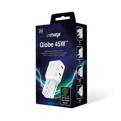 Φορτιστής Δικτύου 3MK Globe Travel, 45W, 3A, 2 x USB-C, Λευκό