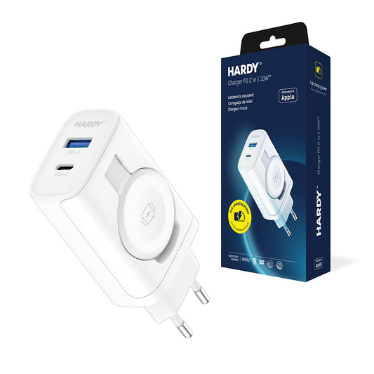 Φορτιστής Δικτύου 3MK Hardy 2in1, 33W, 3A, 1 x USB-A - 1 x USB-C, Λευκό