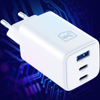 Φορτιστής Δικτύου 3MK Hyper, 65W, 3.25A, 1 x USB-A - 2 x USB-C, Λευκό