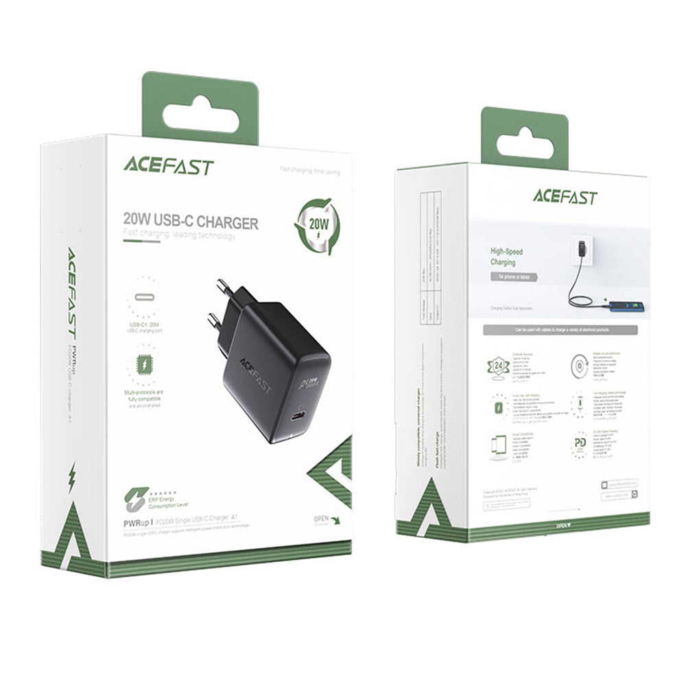 Φορτιστής Δικτύου Acefast A1, 20W, 3A, 1 x USB-C, Μαύρος
