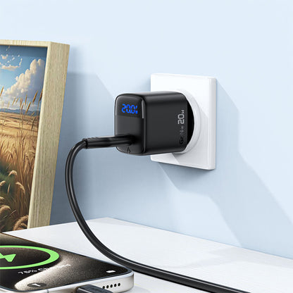 Φορτιστής Δικτύου Acefast A113 Display, 20W, 3A, 1 x USB-C, Μαύρο