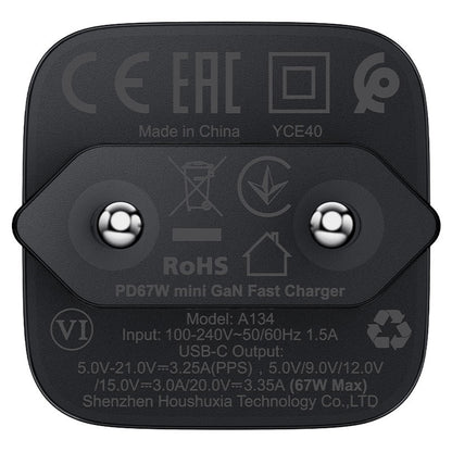 Φορτιστής Δικτύου Acefast A134, 67W, 3.35A, 1 x USB-C, Μαύρο