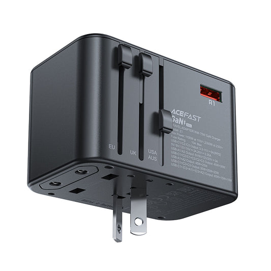Φορτιστής Δικτύου Acefast Travel Z1, 75W, 3.35A, 2 x USB-A - 3 x USB-C, Μαύρο