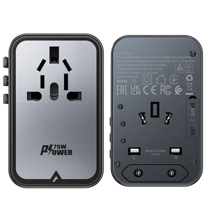 Φορτιστής Δικτύου Acefast Travel Z1, 75W, 3.35A, 2 x USB-A - 3 x USB-C, Μαύρο