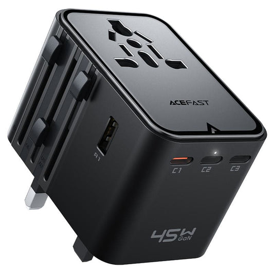 Φορτιστής Δικτύου Acefast Z8 Travel, 45W, 3A, 2 x USB-A - 3 x USB-C, Μαύρος