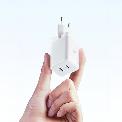 Φορτιστής Δικτύου Allity. ATC-01-45WCC Fast, 45W, 3A, 2 x USB-C, Λευκό