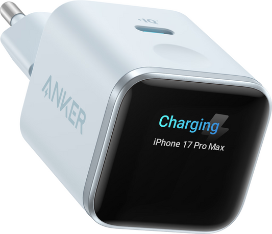 Anker Nano Display Wall Charger, 45W, 3A, 1 x USB-C, Blue A121DG31