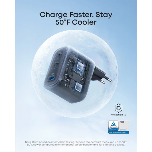 Φορτιστής Δικτύου Anker Nano, 70W, 3.5A, 1 x USB-A - 2 x USB-C, Μαύρος A121AL11