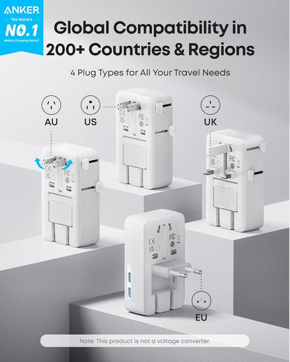 Φορτιστής Δικτύου Anker Nano Travel, 20W, 3A, 2 x USB-A - 2 x USB-C, Λευκό A9215H21