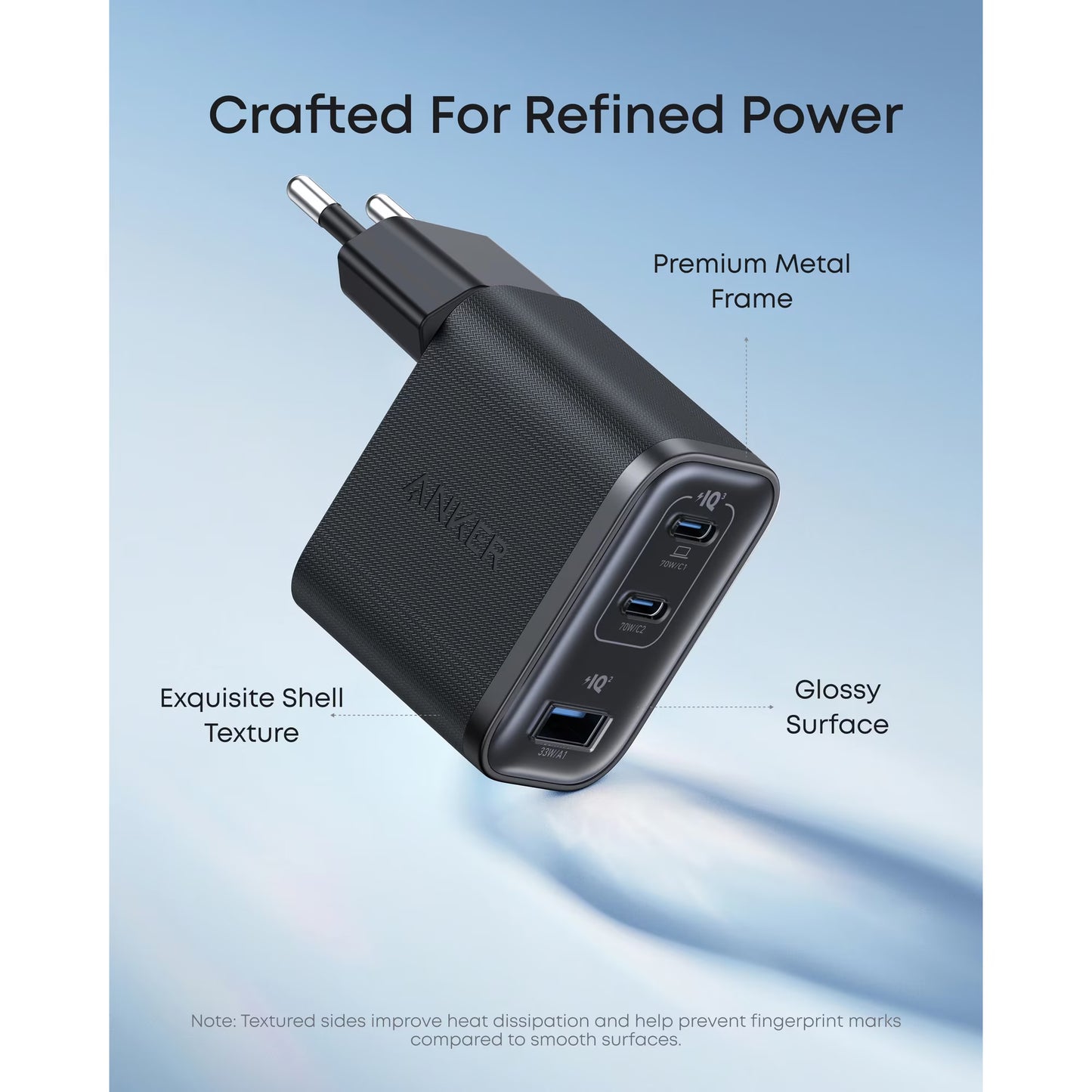 Φορτιστής Δικτύου Anker Nano, 70W, 3.5A, 1 x USB-A - 2 x USB-C, Μαύρος A121AL11