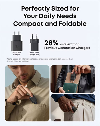 Φορτιστής Δικτύου Anker Nano, 45W, 3A, 1 x USB-C, Μαύρο A2692L11