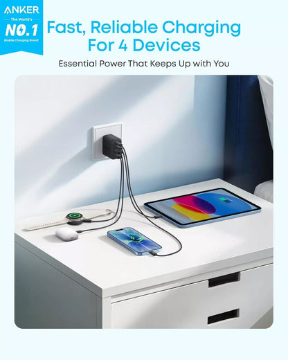 Φορτιστής Δικτύου Anker Zolo, 50W, 3A, 2 x USB-A - 2 x USB-C, Μαύρο A121EG11